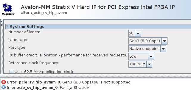 PCIe IP with Avalon-MM interface